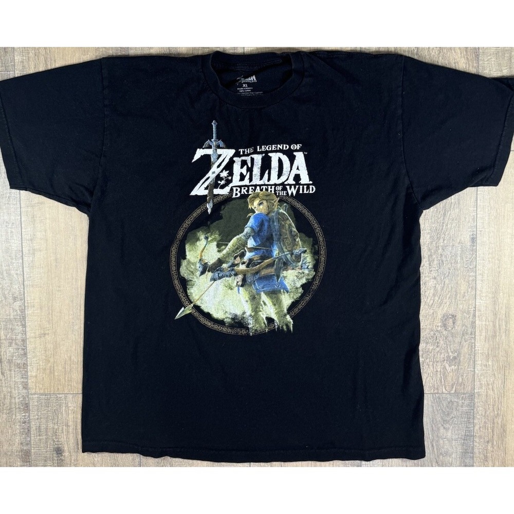 2017 Nintendo Legend of Zelda Breath Of The Wild Logo T Shirt Men's XL Black